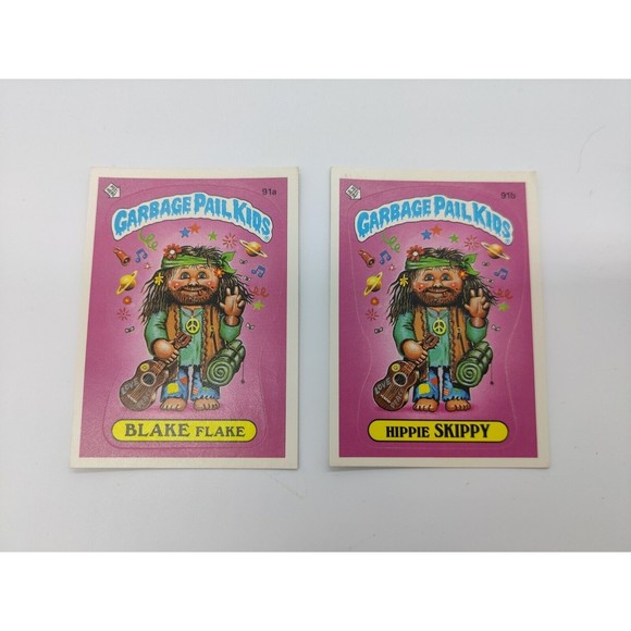 Blake Flake 91a and Hippie Skippy 91b Card Set 1986 Garbage Pail Kids Checklist - Picture 2 of 7
